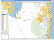 West Palm Beach-Boca Raton Metro Area Wall Map Basic Style